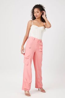 Саржевые брюки-карго Forever 21, розовый
