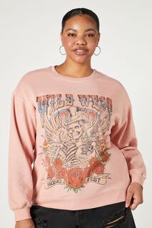 Пуловер больших размеров со стразами и рисунком Дикого Запада Forever 21, розовый