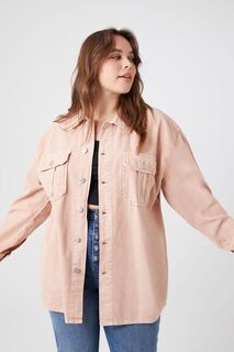 Вельветовая куртка больших размеров Forever 21, розовый