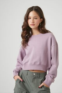 Пуловер из френч-терри с круглым вырезом Forever 21, фиолетовый