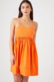 Мини-платье Babydoll из поплина Forever 21, оранжевый