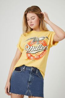 Футболка с рисунком пива Miller Milwaukee Beer Forever 21, желтый