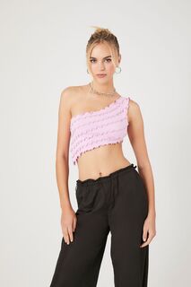 Укороченный топ с салатовыми краями Forever 21, розовый