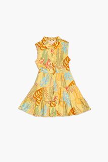 Платье-рубашка с тропическими листьями для девочек Forever 21, желтый