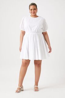 Мини-платье больших размеров с цветочным принтом и люверсами Forever 21, белый