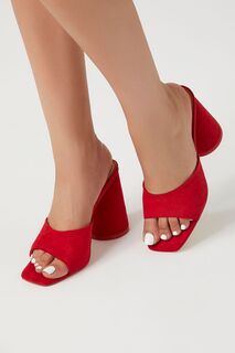 Туфли из искусственной замши с открытым носком Forever 21, красный