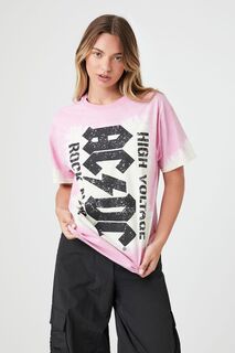 Футболка с рисунком Tie-Dye ACDC Forever 21, розовый