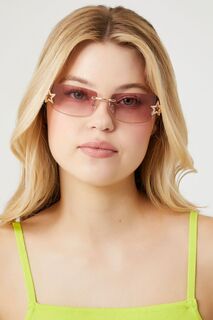 Прямоугольные солнцезащитные очки без оправы Forever 21, золотой