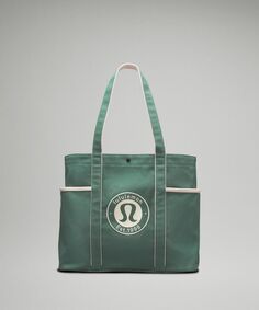 Холщовая большая сумка с несколькими карманами на каждый день 20л Lululemon, зеленый