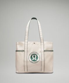 Холщовая большая сумка с несколькими карманами на каждый день 20л Lululemon, зеленый