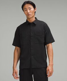Рубашка свободного кроя с коротким рукавом и пуговицами Lululemon, черный