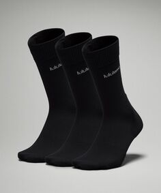 Мужские носки с круглым вырезом Daily Stride Comfort 3 шт Lululemon, черный