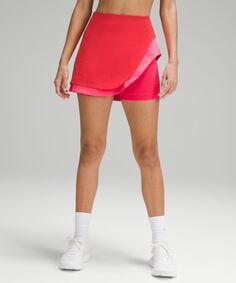 Асимметричная многослойная теннисная юбка с высокой посадкой Lululemon, красный