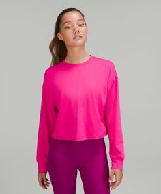 Износостойкая тренировочная рубашка с длинными рукавами Lululemon, розовый