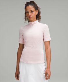 Рубашка для гольфа с короткими рукавами Nulux Half-Zip Lululemon, розовый