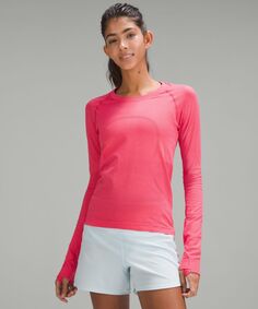Рубашка Swiftly Tech с длинными рукавами 2.0 Lululemon, розовый