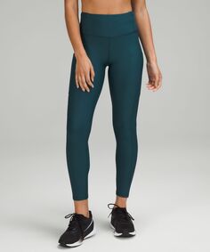 Флисовые леггинсы Fast and Free с высокой посадкой Lululemon, зеленый