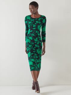 Трикотажное платье миди с цветочным принтом LKBennett Joni, темно-синий/зеленый L.K.Bennett