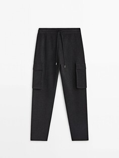 Трикотажные брюки карго, темно-серый Massimo Dutti