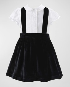 Бархатная юбка-сарафан для девочки с комплектом блузки, размер 2-10 Rachel Riley