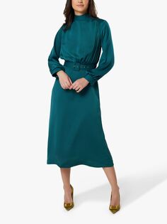 Платье миди с высоким воротником и поясом Closet London, зеленый