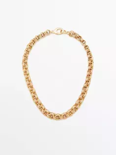 Позолоченное ожерелье из многонит Massimo Dutti, золотой