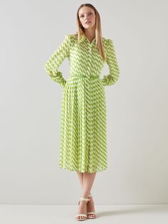 Плиссированное платье LKBennett Tallis, зеленое L.K.Bennett