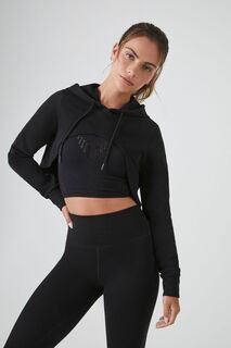 Укороченное бесшовное худи Active Forever 21, черный