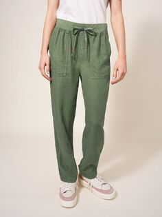 Льняные брюки White Stuff Effie, зеленый хаки