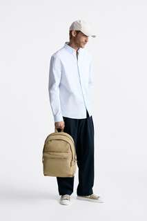 Рюкзак из прорезиненного нейлона Zara, песочно-коричневый