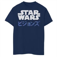 Футболка с логотипом кандзи и графическим рисунком Star Wars Visions для мальчиков 8–20 лет Star Wars, синий