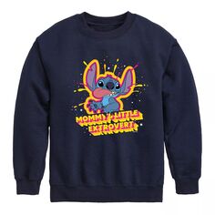 Флисовый пуловер с графическим рисунком Disney&apos;s Lilo &amp; Stitch для мальчиков 8–20 лет Disney, синий
