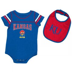 Комплект боди и нагрудника шоколадного цвета Colosseum Royal Kansas Jayhawks для новорожденных и младенцев Colosseum