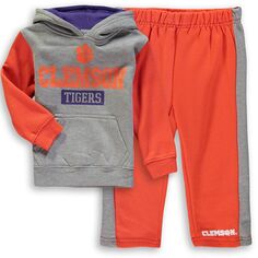 Комплект из флисовой толстовки и брюк с капюшоном и брюками для малышей Colosseum Heathered Grey/Orange Clemson Tigers Back To School Colosseum