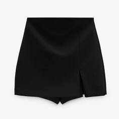 Юбка-шорты Zara Skort With Slit Detail, черный