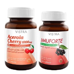 Набор пищевых добавок Vistra Ацерола 1000 мг, 45 таблеток + Imuforte с экстрактом бузины, 30 капсул