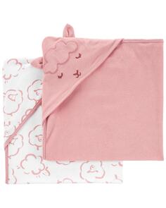 Комплект из 2 детских полотенец с капюшоном Carter&apos;s, розовый/белый Carters