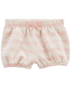 Детские полосатые хлопковые шорты без застежек Carter&apos;s, розовый/слоновая кость Carters