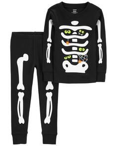Детские пижамы из 100 % хлопка со скелетом из двух частей, плотно прилегающие к телу Carter&apos;s, черный Carters