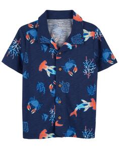 Рубашка Kid Sea Creatures на пуговицах спереди Carter&apos;s, темно-синий Carters