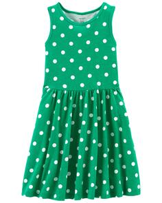 Детское платье с завязками в горошек Carter&apos;s, зеленый Carters