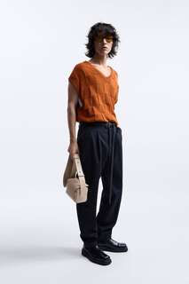 Кожаная мини-сумка на через плечо ZARA, белый