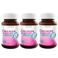Набор пищевых добавок Коллаген Vistra Collagen Dipeptide + Vitamin C, 3 банки по 30 таблеток