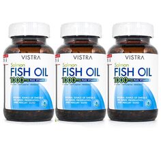Рыбий жир Vistra Salmon Plus Vitamin E, 1000 мг, 3 банки по 45 капсул
