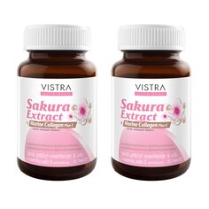 Пищевая добавка Vistra Nutribeau Sakura Extract &amp; Marine Collagen Plus C, 2 банки по 30 капсул