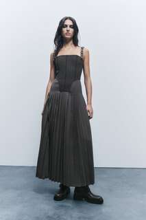 Плиссированное платье-бюстье Zw Collection ZARA, серый
