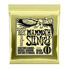 Струны Ernie Ball 2214 Mammoth Slinky для электрогитары никелевая обмотка (калибр 12-62)