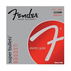 Струны Fender 3250M Super Bullets для электрогитары шаровой наконечник из никелированной стали (средний калибр 11-49)