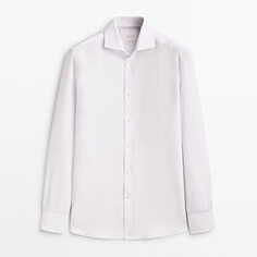 Рубашка облегающего кроя изо льна Massimo Dutti, белый