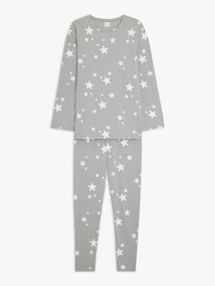 Пижамный комплект из джерси John Lewis Anyday Mira Star серый